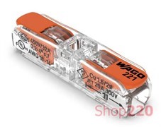 Соединительная проходная линейная клемма Wago для 2-х проводов, 221-2411