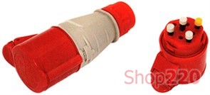 Силовая розетка переносная 3Р+Z, 400В, 32А, IP44 безвинтовая, Tarel