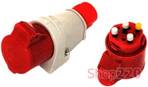 Силовая розетка стационарная 3Р+Z, 400В, 32А, IP44 безвинтовая, Tarel