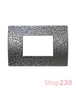 Декоративная рамка металлическая цвет кованая сталь серия PURE итальянский стандарт 3 модуля OP30MH