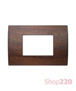 Декоративная рамка деревянная орех серия PURE итальянский стандарт 3 модуля OP30WW