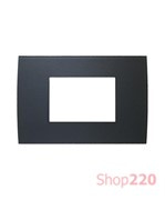 Декоративная рамка стеклянная серый лед серия PURE итальянский стандарт 3 модуля OP30GY