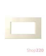Декоративная рамка пластиковая цвет слоновая кость серия Line итальянский стандарт 4 модуля OL40IW
