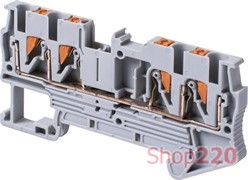 Клеммная колодка наборная на DIN-рейку 4 контакта, e.tc.din.spring.2,5.2-2 Enext