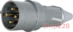 Силовая вилка переносная металлическая 3Р+Z, 400В, 16А, IP44, Tarel