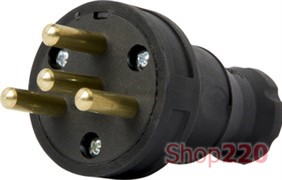 Силовая вилка переносная каучуковая 4п. 25А, e.plug.rubber.030.25 Enext