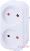 Тройник бытовой 2 гнезда, 2P, 10А, без заземления, e.socket.002.10.2 Enext