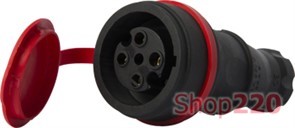 Силовая розетка переносная с защитной каучуковой крышкой 4п., 16А, e.socket.rubber.061.16 Enext