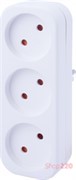 Тройник бытовой 3 гнезда, 2P, 10А, без заземления, e.socket.003.10.2 Enext