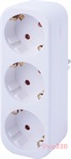 Тройник бытовой 3 гнезда, 2P+PE, 16А, с заземлением, e.socket.003.16.3 Enext