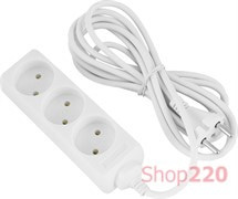 Удлинитель 3 гнезда, 1.5м, без заземления, e.es.3.1.5 Enext