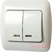 Выключатель двухклавишный с подсветкой с рамкой, e.install.stand.812L+f.cer Enext