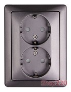 Комплект розетки двойной c заземлением, антрацит, e.lux.1232L.2gz.anthracite Enext