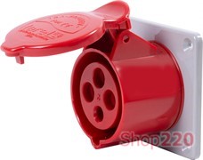 Силовая встраиваемая розетка 3Р+Z, 400В, 16А, IP44, Tarel