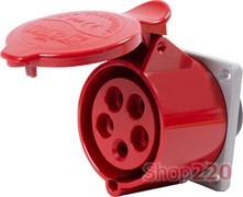 Силовая встраиваемая розетка 3Р+N+Z, 400В, 32А, IP44, Tarel