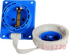 Силовая встраиваемая розетка 2Р+Z, 250В, 16А, IP68, Tarel