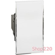 Механизм выключателя одноклавишный кнопочного в сборе с табличкой для надписи и подсветкой 3А 2 модуля. Bticino Living Now. K4040