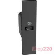 Розетка USB на тип - C 20 Вт/3000мА 1 модуль, черный, Bticino Living Now