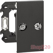 Розетка телевизионная-спутниковая TV-SAT оконечная 2 модуля, черный, Bticino Living Now