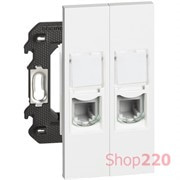 Розетка телефонная 2 разъёма RJ11 2 модуля, белый, Bticino Living Now