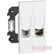 Розетка телефонная/компьютерная RJ11/RJ45 cat6 STP 2 модуля, белый, Bticino Living Now