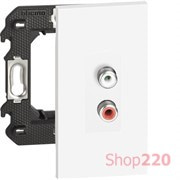 Розетка акустическая с разъёмами RCA 2 канала 2 модуля, белый, Bticino Living Now