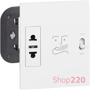 Розетка электрическая электробритв 230В-127/230В 20ВА 3 модуля, белый, Bticino Living Now