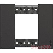 Рамка на 1 пост, 2 модуля - Немецкий/Итальянский стандарт. черный. Bticino Living Now. KA4802KG
