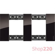 Рамка на 2 поста, 4 модуля - Немецкий стандарт. Цвет Ночь. Bticino Living Now. KA4802M2DG