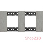 Рамка на 2 поста, 4 модуля - Немецкий стандарт. Цвет Сталь. Bticino Living Now. KA4802M2ZG