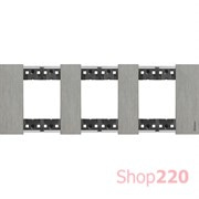 Рамка на 3 поста, 6 модулей - Немецкий стандарт. Цвет Сталь. Bticino Living Now. KA4802M3ZG