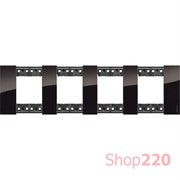 Рамка на 4 поста, 8 модулей - Немецкий стандарт. Цвет Ночь. Bticino Living Now. KA4802M4DG
