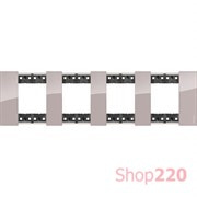 Рамка на 4 поста, 8 модулей - Немецкий стандарт. Цвет Аура. Bticino Living Now. KA4802M4DM