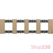 Рамка на 4 поста, 8 модулей - Немецкий стандарт. Цвет Дуб. Bticino Living Now. KA4802M4LM