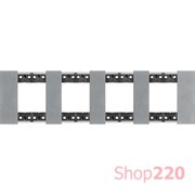 Рамка на 4 поста, 8 модулей - Немецкий стандарт. Цвет Луна. Bticino Living Now. KA4802M4NW
