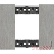 Рамка на 1 пост, 2 модуля - Немецкий/Итальянский стандарт. Цвет Сталь. Bticino Living Now. KA4802ZG