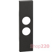 Лицевая панель розетки телевизионной TV с 2 отверстиями 1 модуль. черный. Bticino Living Now. KG09