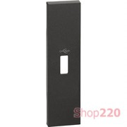 Лицевая панель розетки USB разъёмов передачи данных USB 1 модуль. черный. Bticino Living Now. KG10P