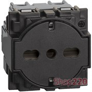 Механизм розетки электрической плоской - немецкого/итальянского стандарта 10/16А 2 модуля. черный. Bticino Living Now. KG4140A16F