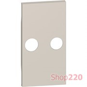 Лицевая панель розетки телевизионной TV с 2 отверстиями 2 модуля. песочный. Bticino Living Now. KM25M2