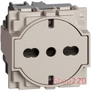 Механизм розетки электрической плоской - немецкого/итальянского стандарта 10/16А 2 модуля. песочный. Bticino Living Now. KM4140A16F