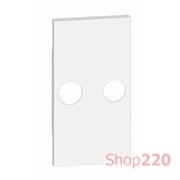 Лицевая панель розетки телевизионной TV с 2 отверстиями 2 модуля. белый. Bticino Living Now. KW25M2