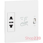 Механизм розетки электробритв 230В-127/230В 20ВА 3 модуля. белый. Bticino Living Now. KW4177