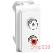 Механизм розетки акустической с разъёмами RCA 1 модуль. белый. Bticino Living Now. KW4269R