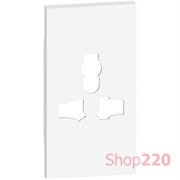 Лицевая панель розетки электрической "мультистандарт" 2 модуля. белый. Bticino Living Now. KW59