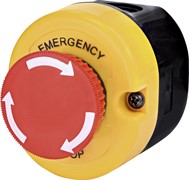 Кнопочный пост 1-модуль, ESE1Y-V1 (Compact, &quot;STOP&quot; грибок, отключение поворотом, красный, корпус желто-черный)