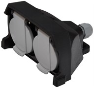 Розетка кабельная 2-я с заглушками ERS-2CM (Schuko, IP44, каучук, черная)