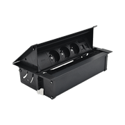 Выдвижной блок розеток в столешницу 3x220В + 2xKeystone для RJ45, черный, S487 Simon