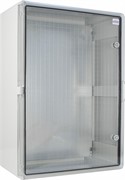Корпус из АБС-пластика, ударопрочный, с монтажной панелью, прозрачная дверца, 50*70*25, IP65, серии UBox