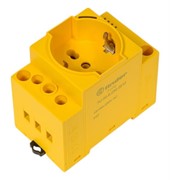 Розетка для электрических шкафов; 16А; 230В AC; Schuko и Bipasso; желтый; панель/DIN-рейка; 45мм